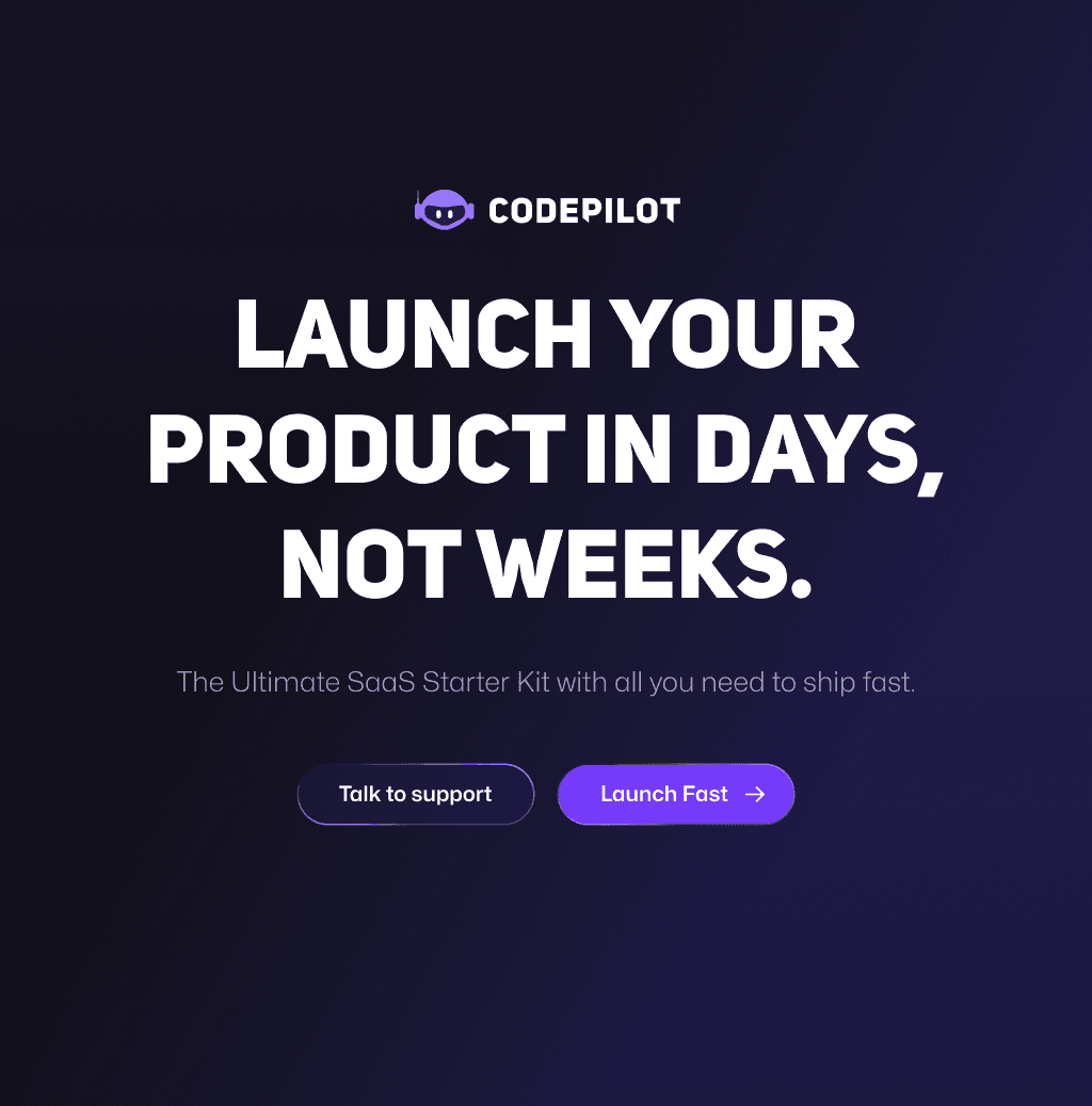 Codepilot — landing page of the SaaS starter kit
